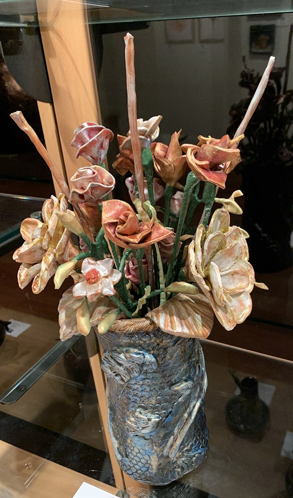 Clay Vase with Clay Flowers