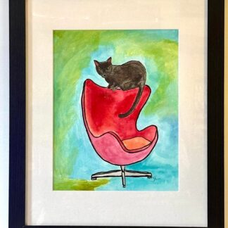 Black Cat on Midcentury Chair